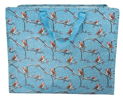Cute Winter Robins Reusable Jumbo Storage Bags - Laundry, Xmas, Shopping, Moving - Image 1 of 4