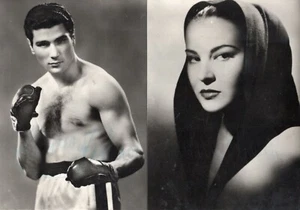 CARTOLINA CON AUTOGRAFI DEL PUGILE BOXE FRANCO FESTUCCI E ATTRICE FRANCA MARZI - Picture 1 of 2