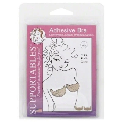 SUPPORTABLES 3-CT. Adhesive Bra - SIZE: A/B - Comfortable, Reliable Support-NEW! - Image 1 of 2