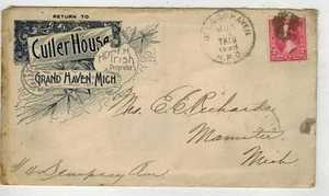 1898 ILLUSTRATED ADVERTISING GRAND HAVEN MICHIGAN & RAILROAD RPO TRIP 15 - Picture 1 of 2