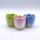 3er Set Deko Teelichthalter „Blume“ 3 Stück Bunt Grün|Rosa|Blau 7x6cm