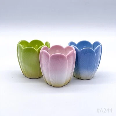 3er Set Deko Teelichthalter „Blume“ 3 Stück Bunt Grün|Rosa|Blau 7x6cm - Bild 1 von 4
