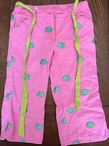 Lily Pulitzer Girls Cropped Pants Size 7 Pink W Embroidered Fish EUC - Picture 1 of 3