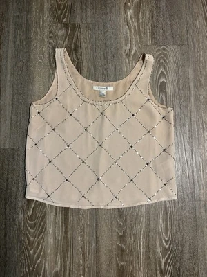 VTG Forever 21 Beaded Sequin Mesh Top Sz S Whimsy Fairy Boho Gothic Victorian - image 1 of 4
