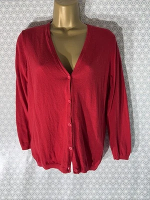 Womens Next Uk 6 Red Thin Knit Long Sleeve V Neck Casual Cardigan Sweater Top - Image 1 of 4