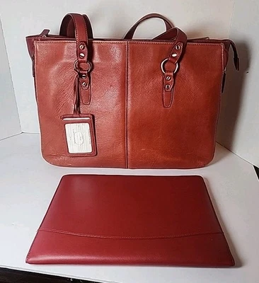 Maletín de cuero genuino Buxton para computadora portátil negocios para mujer grande rojo bolso de viaje Foto 1 de 4