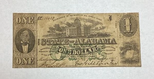 1863 State of Alabama One Dollar Note (See Photos) - Picture 1 of 8