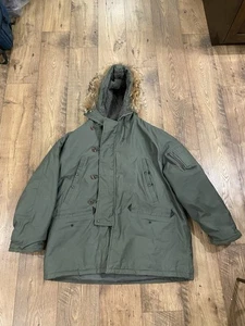 Vintage N-3B  Extreme Cold Weather Parka Jacket Real Fur Hood Size XL EUC - Picture 1 of 11