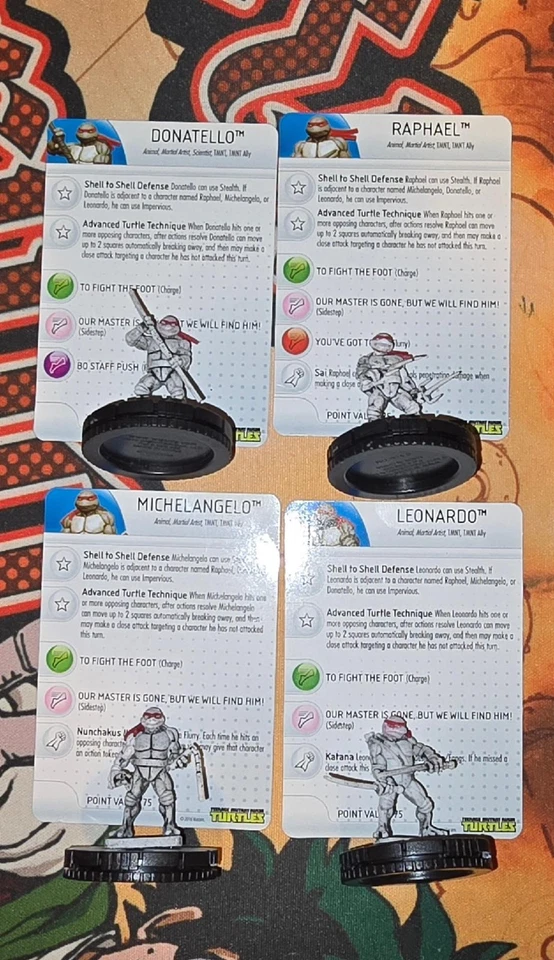 HEROCLIX TMNT 系列 1 4 TURTLE CHASE 批量 黑色和白色 OG Turtles — 第 1/1 张图片