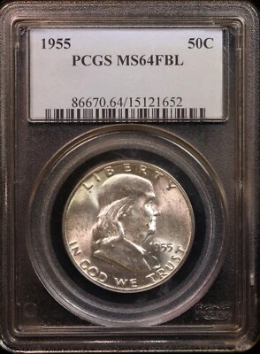 1955 FRANKLIN HALF DOLLAR PCGS MS64 FBL - Image 1 of 2
