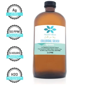 Colloidal Silver 50PPM 1 LITRE 99.999% Pure Mineral Supplement Finest Silver - Picture 1 of 15