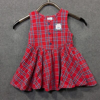 Vestido Jersey Oshkosh b'Gosh De Colección Niñas 4T Mono Cuadros Tartán Botón EE. UU. Foto 1 de 4