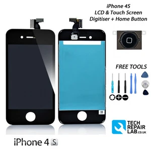 iPhone 4S 4GS Retina LCD & Digitiser Screen Assembly Replacement - BLACK - Picture 1 of 3