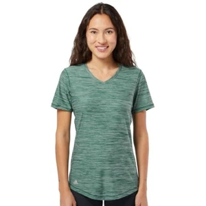 Neu mit Etikett Adidas Melange Tech kurzärmliges Damen-T-Shirt V-Ausschnitt A373 - Bild 1 von 7