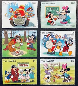 GAMBIA DISNEY VOLUNTEERS STAMPS 1996 MNH ADOPT A PET FIRE FIGHTERS BLOOD DRIVE - Picture 1 of 1
