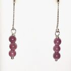 Pink Sapphire & Silver Threader Earrings 310709