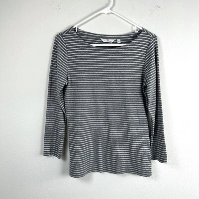 Camiseta de manga larga Vineyard Vines Top para mujer talla M gris plata a rayas Foto 1 de 4