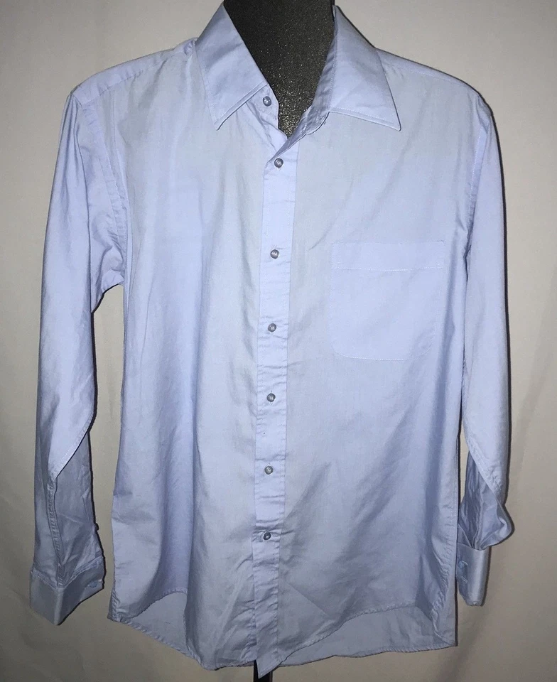 Camisa de vestir Versa abotonada para hombre talla mediana 15 1/2 34/35 azul claro manga larga Foto 1 de 4