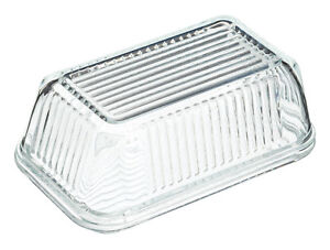 Kitchen Craft Glass Embossed Butter Saver Covered Dish with Fitted Lid Cover