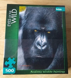 Buffalo Eyes of the Wild Mountain Gorilla 500 Piece Puzzle with Poster-NIB - Picture 1 of 2