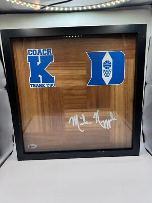 TABLERO DE PISO FIRMADO MIKE KRZYZEWSKI Coach K Court Duke Blue Devils certificado de autenticidad bajo Foto 1 de 3