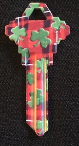 SHAMROCK/CLOVER PLAID KEY BLANK--SC1-FOR SCHLAGE LOCKS - Picture 1 of 1