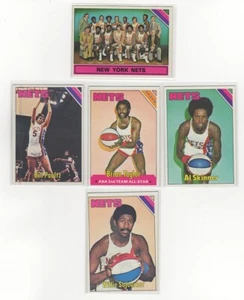 1975-76 Topps 5-Card Nets Lot w Team Card TC Erving VINTAGE STAR EX-NM LOL1 - Bild 1 von 2