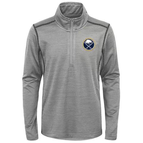 Outerstuff Buffalo Sabres NHL Boys Kids & Youth 1/4 Zip Pullover Sweater, Grey Cover