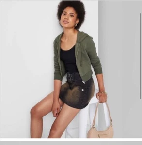 Wild Fable Women's Olive Long Sleeve Cropped Hoodie - Size XS New With Tags - Picture 1 of 3