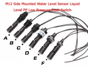 M12 Side Mounted Water Level Sensor Liquid Level PP Low Pressure Float Switch - Picture 1 of 14