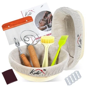 Banneton Bread Proofing Basket Set by - 9 Inch Round & 10 Inch Oval Sourdough... - Picture 1 of 9
