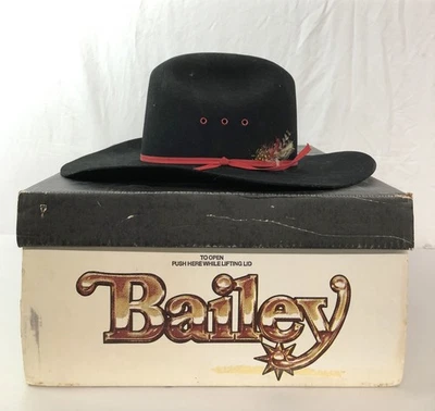 Men's Bailey Black w/ Red Band Double X Fur Blend Cowboy Western Hat with Box - Image 1 of 4