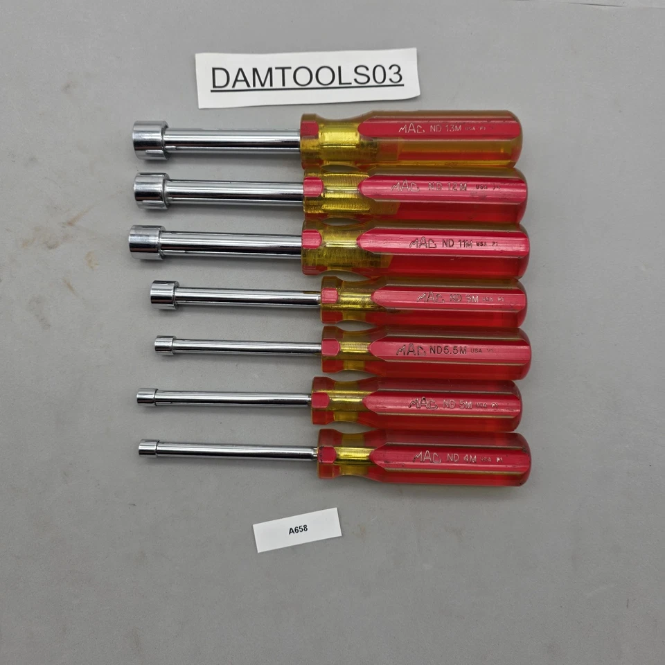 Tuerca métrica MAC Tools ND9K Dr. Mango amarillo transparente 7 piezas 4,5,5,9,11,12,13M EE. UU. Foto 1 de 4