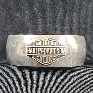Vintage Harley Davidson 925 Sterling Silver Cuff Bracelet Womens Biker 30 Grams - Picture 1 of 5