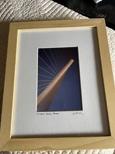 Framed Picture Sunshine Skyway Bridge 10” X 11” Signed - Picture 1 of 5