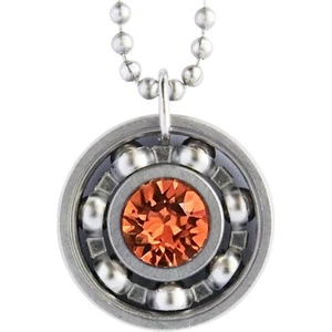 Padparadscha Crystal Roller Derby Skate Bearing Pendant Necklace - Picture 1 of 1