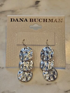 Dana Buchman Triple Disc Textured Silver-Tone Dangle Earrings - Picture 1 of 5