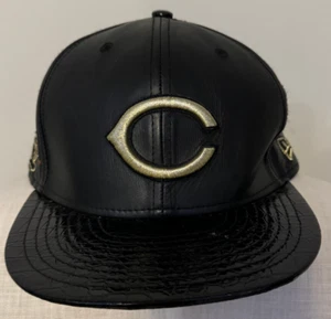 New Era 59FIFTY Leather Chicago White Sox Hat Fitted 7 1/2 Black MLB Cap Rare - Picture 1 of 7