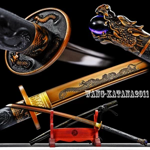 46'' Gold Dragon Extended Katana Battle Ready Japanese Samurai Functional Sword - Picture 1 of 15