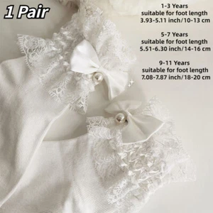 Baby Girls Bowknot Socks Princess Lace Cotton Ankle Socks Cute Casual - Picture 1 of 9