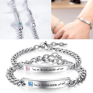 Couple Matching Bracelets Valentines Day Gifts for Boyfriend Girlfriend Him Her - Picture 1 of 13