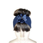 Navy Blue Headband. Adult Hairband. Flower Head Wrap. Hair Wrap. Hair Covering.