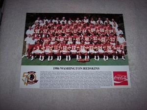 1986 Washington Redskins Team D.C. Football  8x10 PHOTO PRINT POSTER - Picture 1 of 6