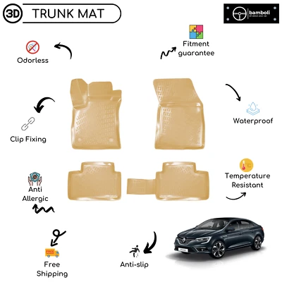 Alfombrilla de goma moldeada personalizada para Renault Megane 4 2016 - beige arriba Foto 1 de 4