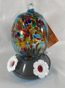 Hummingbird Feeder w 4 Perches, Hand Blown Glass Backyard Patio Lawn Deck NWT - Picture 1 of 6