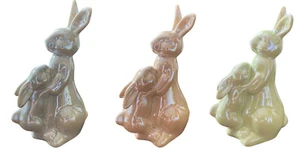 Ceramic Bunny Ornaments, Mother and Baby Rabbit Figurine, Nursery Décor Gifts - Picture 1 of 11