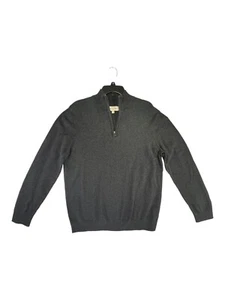Hawker Rye Men Sz XL Sweater Dark Gray Cotton Cashmere Ribbed Neck Zip Throat - Picture 1 of 14