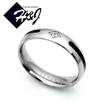 Alianza de boda HOMBRE MUJER acero inoxidable 5 mm plateada/negro circonita cúbica*73 Foto 1 de 2