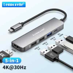 USB C HUB HDMI Estación de Acoplamiento 4K PD - 5 en 1 / 12 en 1 USB-C Base para Laptop Reino Unido - Imagen 1 de 20
