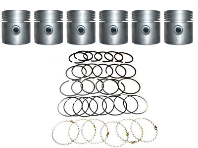 6 NEW Pistons .020 w/ Pins & Ring Set 1947-1955 Kaiser Frazer 226 ci 6-cylinder - Image 1 of 3